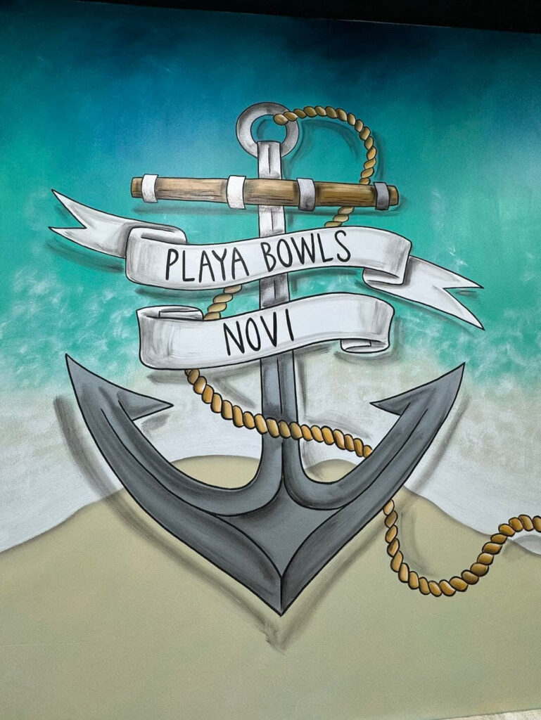 Playa Bowls Novi anchor mural