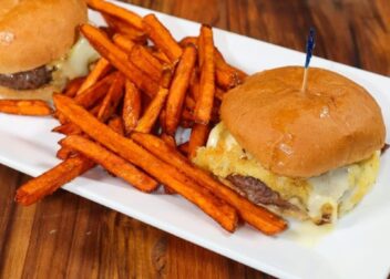 Sliders with sweet potato fries
