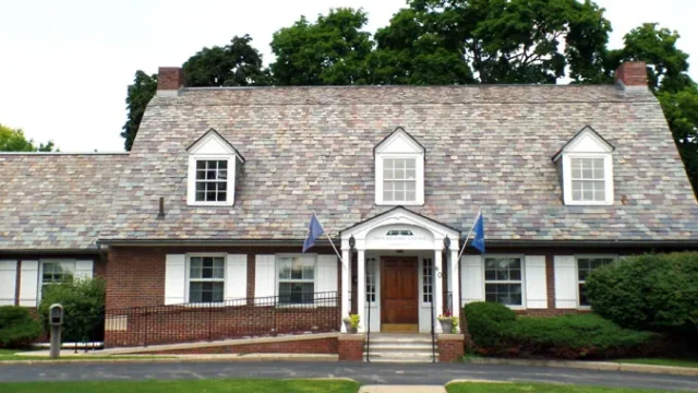 Main building at Troy Historic Village
