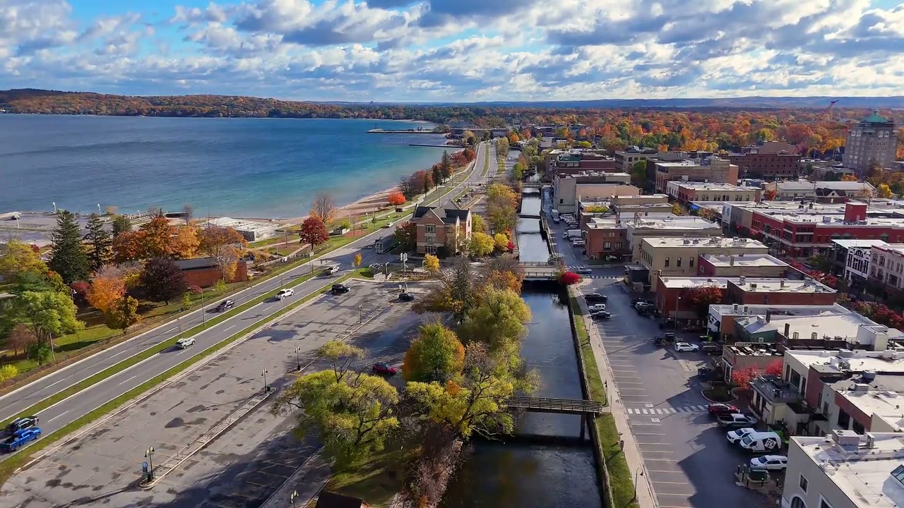 Aerial view of downtown Traverse City